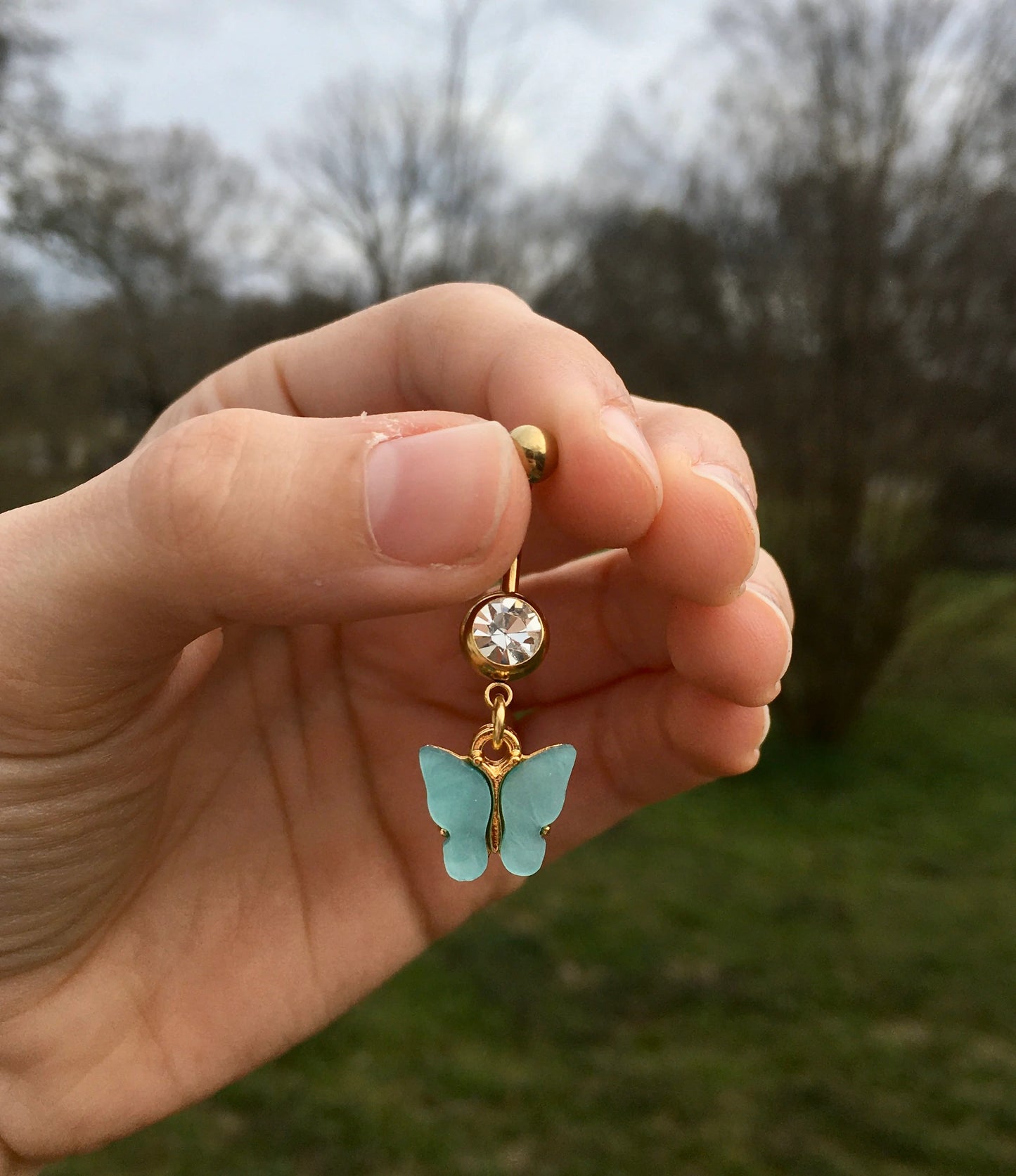 Pearly Butterfly Belly Button Rings