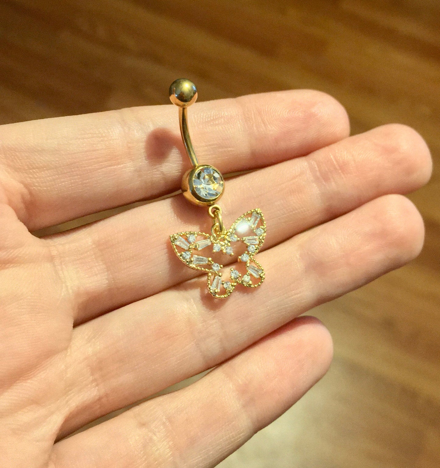 Crystal Butterfly Belly Button Ring