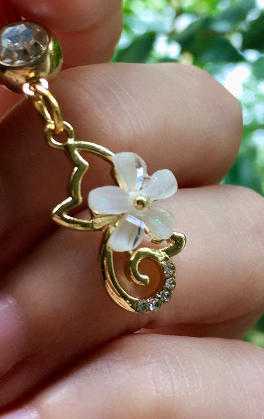 Flower Kitty Cat Belly Button Ring