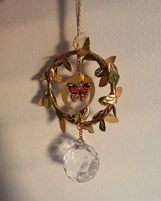 Monarch Butterfly Crystal Suncatcher Wall Decor Car Accessory