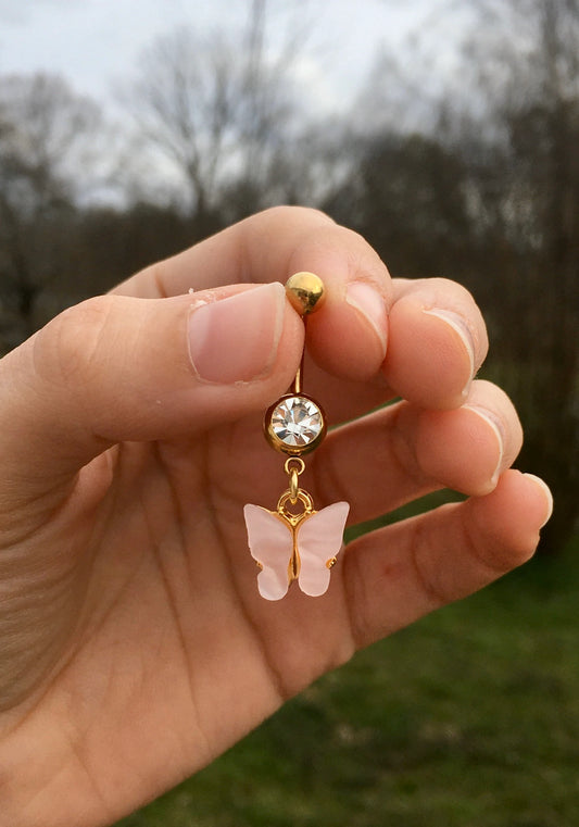Pearly Butterfly Belly Button Rings