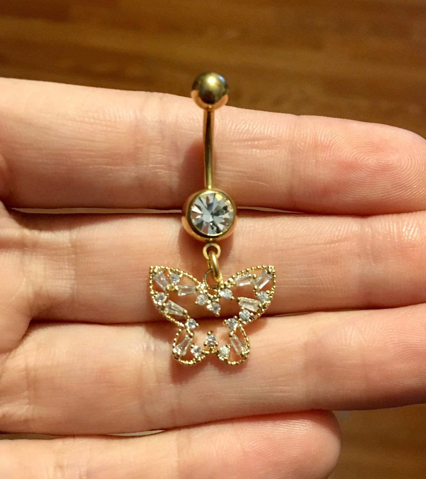 Crystal Butterfly Belly Button Ring