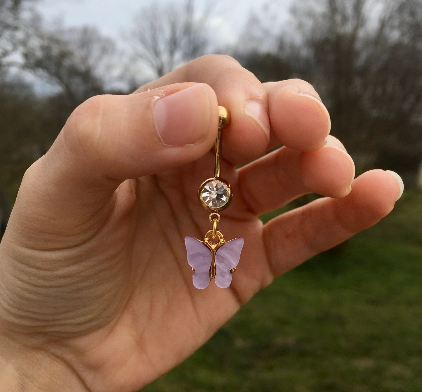 Pearly Butterfly Belly Button Rings