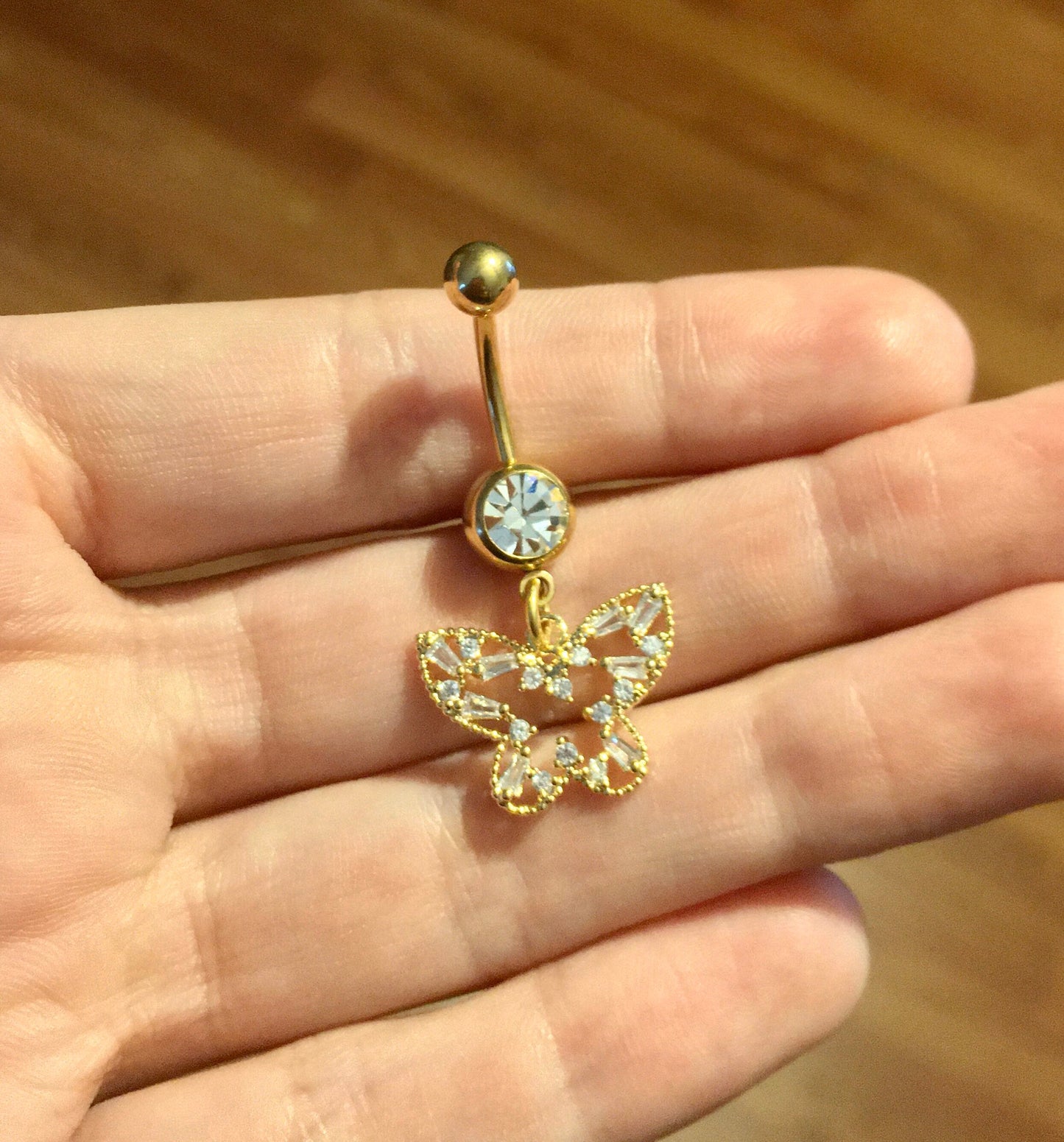 Crystal Butterfly Belly Button Ring