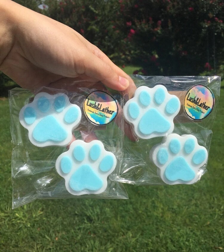 Blue Paw Print Soaps
